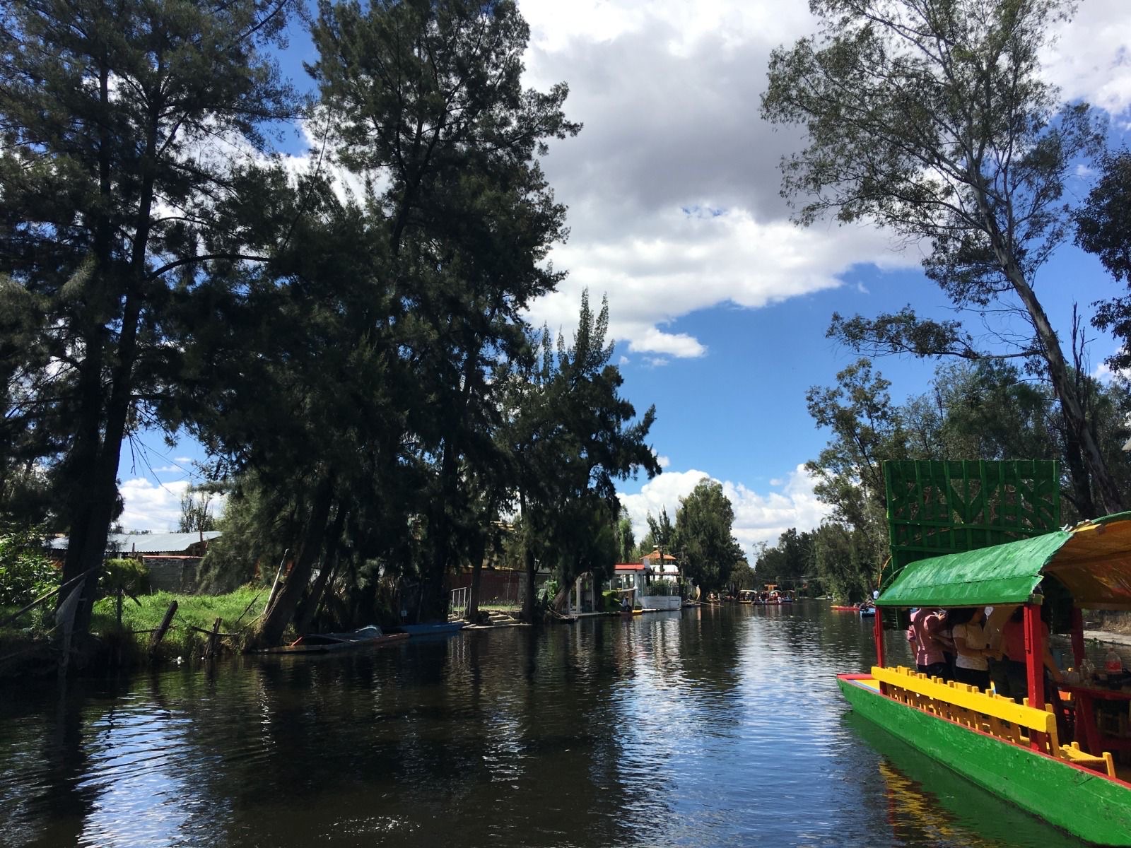 Trajinera navegando en Xochimilco